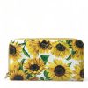 Women Dolce & Gabbana Women'S Wallets | Dolce & Gabbana White Sunflower Leather Dg Zip Around Continental Wall