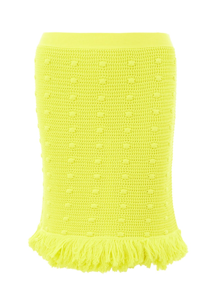 Women Bottega Veneta Women'S Skirts | Bottega Veneta Knitted Yellow Skirt