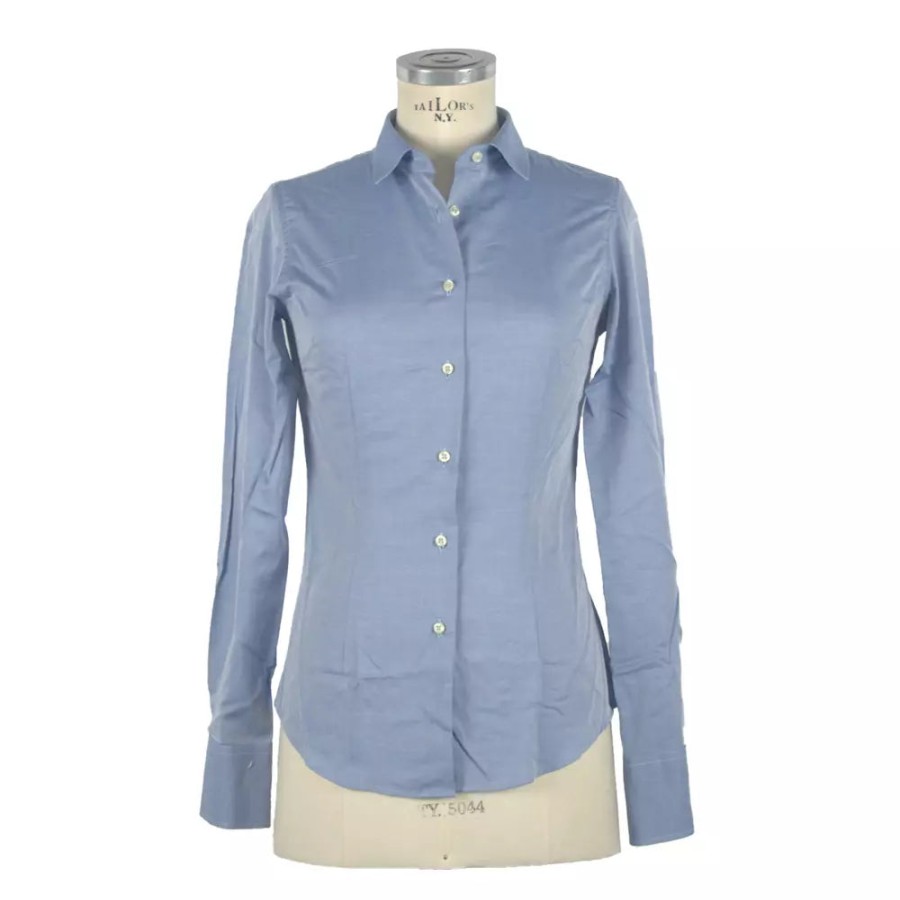 Women Made in Italy Women'S Shirts | Made In Italy Chic Blue Italian Slim Fit Women'S Blouse