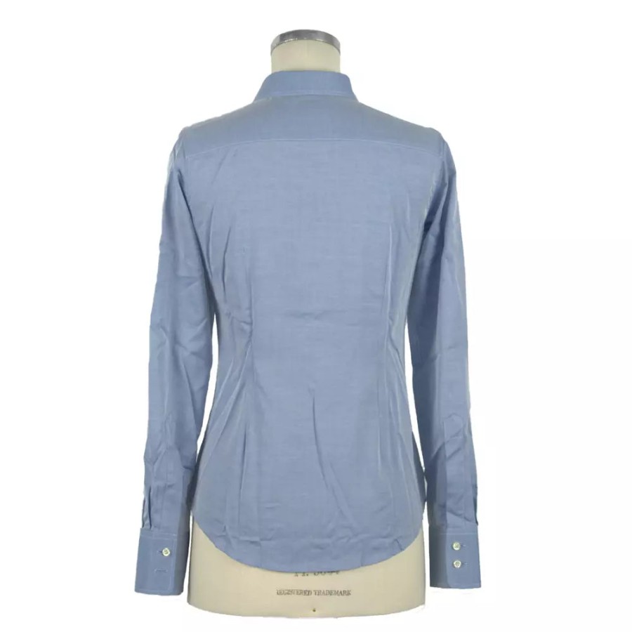 Women Made in Italy Women'S Shirts | Made In Italy Chic Blue Italian Slim Fit Women'S Blouse