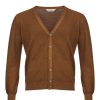 Men Gran Sasso Men'S Cardigans | Gran Sasso Brown Extra Fine Wool Cardigan