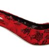 Women Dolce & Gabbana Women'S Pumps | Dolce & Gabbana Red Crystals Heel Slingback Mary Jane Shoes