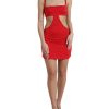 Women Dolce & Gabbana Women'S Dresses | Dolce & Gabbana Red Cutout Nylon Sheath Sleeveless Mini Dress