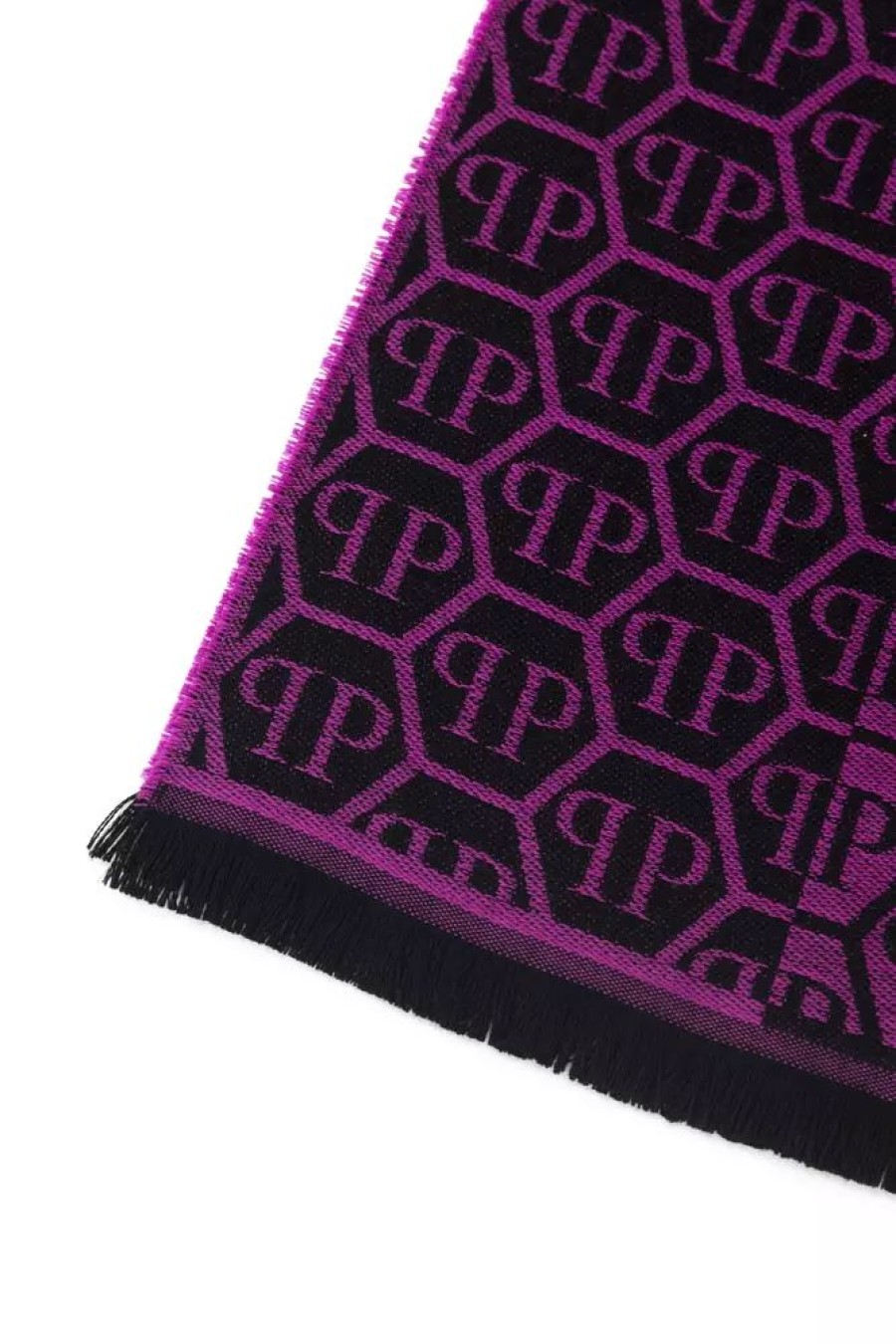 Men Philipp Plein Men'S Scarves | Philipp Plein Elegant Monogram Fringed Scarf