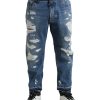 Men Dolce & Gabbana Men'S Jeans & Pants | Dolce & Gabbana Blue Tattered Cotton Men Denim Jeans