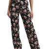 Women Dolce & Gabbana Women'S Pants & Jeans | Dolce & Gabbana Black Floral Wool High Waist Wide Leg Pants