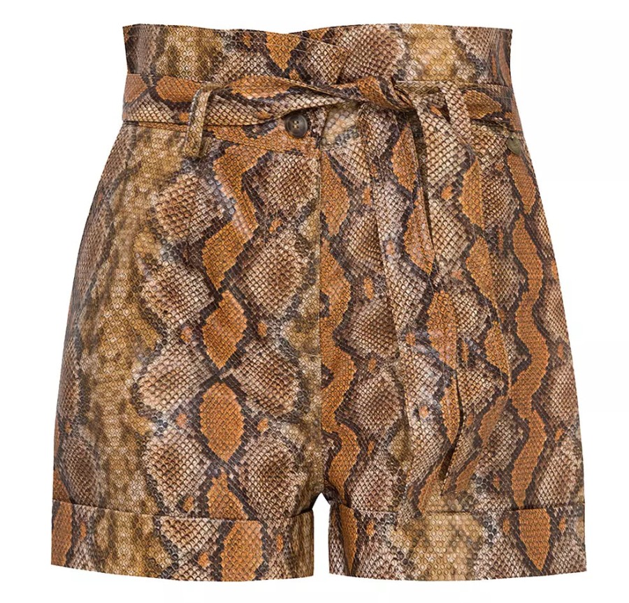 Women Twinset Women'S Shorts | Twinset Python Print Eco-Leather Chic Shorts