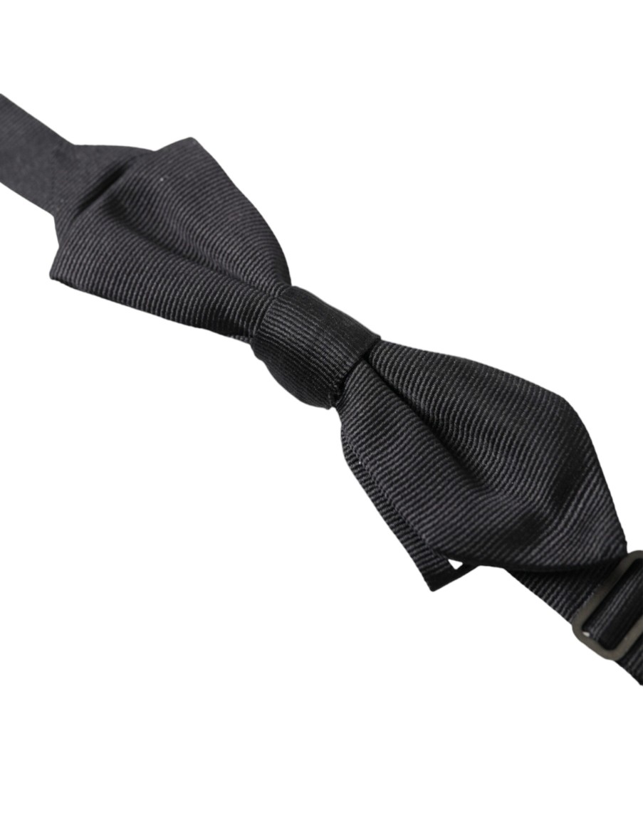 Men Dolce & Gabbana Men'S Ties & Bowties | Dolce & Gabbana Black Solid Silk Adjustable Neck Papillon Bow Tie