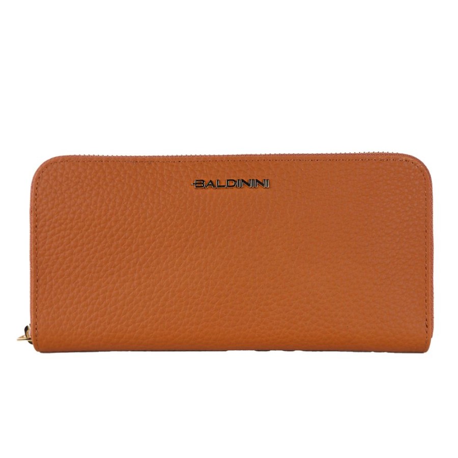 Women Baldinini Trend Women'S Wallets | Baldinini Trend Elegant Orange Leather Zip Wallet