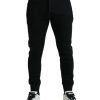 Men Dolce & Gabbana Men'S Jeans & Pants | Dolce & Gabbana Black Cotton Blend Jogger Men Sweatpants Pants