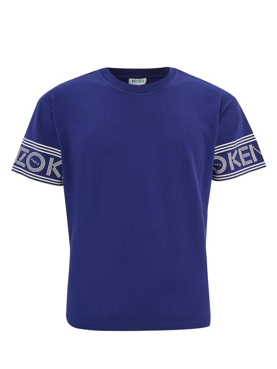 Men Kenzo Men'S T-Shirts | Kenzo Violet Cotton T-Shirt With Logo On Sleeves