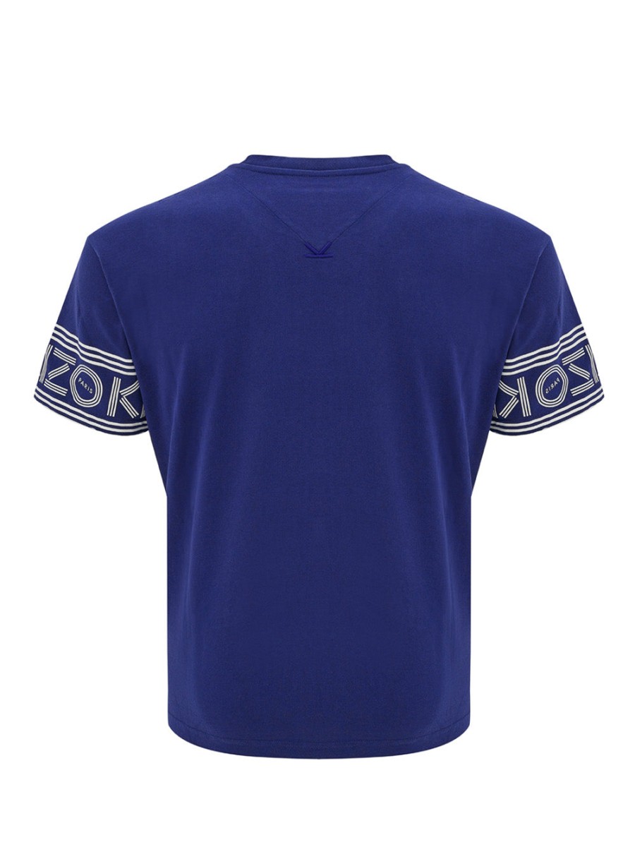 Men Kenzo Men'S T-Shirts | Kenzo Violet Cotton T-Shirt With Logo On Sleeves