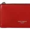 Men Dolce & Gabbana Men'S Keychains | Dolce & Gabbana Red Leather Purse Silver Tone Keychain