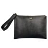 Women Baldinini Trend Women'S Clutch Bags | Baldinini Trend Elegant Black Clutch Bag With Woven Motif