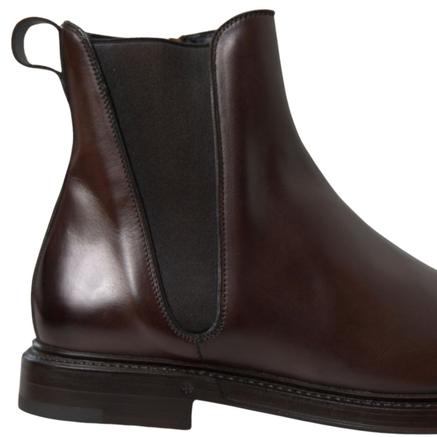 Men Dolce & Gabbana Men'S Boots | Dolce & Gabbana Brown Leather Chelsea Mens Boots Shoes