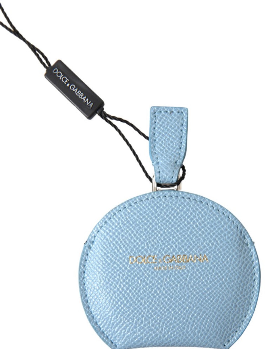 Women Dolce & Gabbana Women'S Others Accessories | Dolce & Gabbana Light Blue Calfskin Leather Mirror Holder