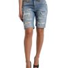 Women Dolce & Gabbana Women'S Shorts | Dolce & Gabbana Blue Tattered Embellished Bermuda Shorts