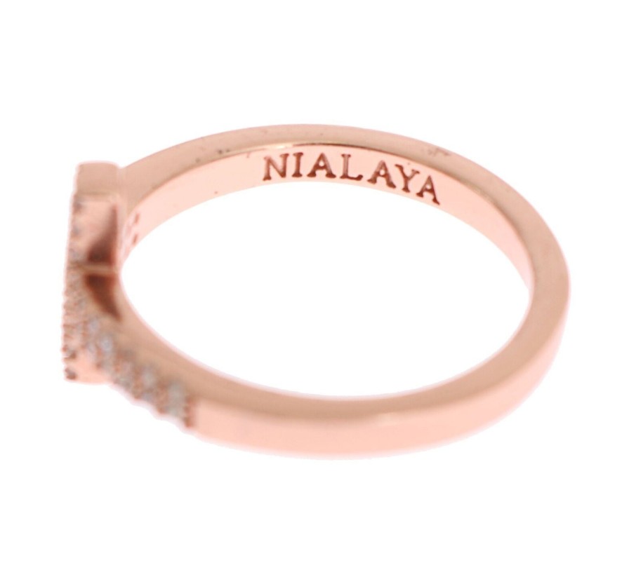 Women Nialaya Women'S Rings | Nialaya Pink Gold 925 Silver Womens Cross Cz Ring