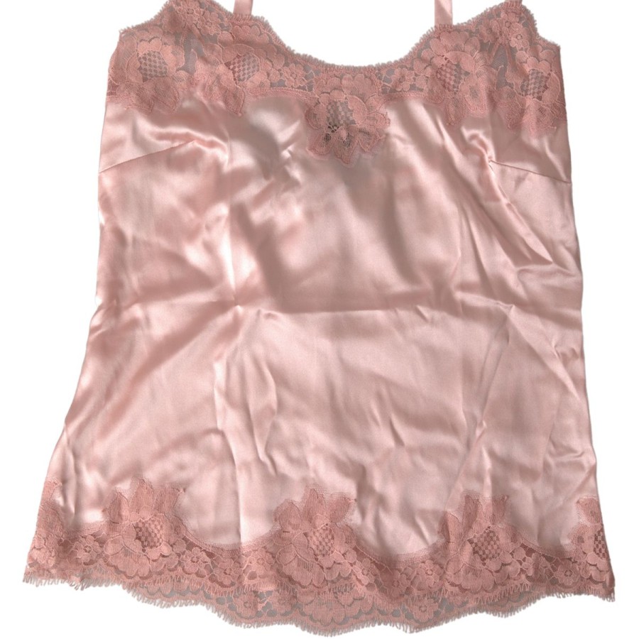 Women Dolce & Gabbana Women'S Underwear | Dolce & Gabbana Antique Rose Lace Silk Camisole Top Underwear