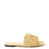 Women Bottega Veneta Women'S Flat Shoes | Bottega Veneta Beige Raffia Mule With Intreccio