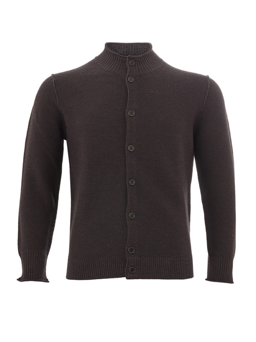 Men KANGRA Men'S Cardigans | Kangra Brown Wool Cardigan