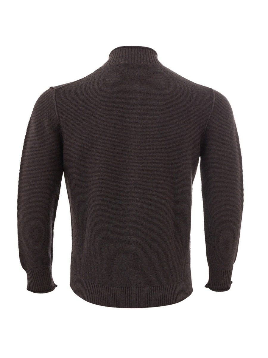 Men KANGRA Men'S Cardigans | Kangra Brown Wool Cardigan