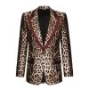 Men Dolce & Gabbana Men'S Blazers | Dolce & Gabbana Exquisite Leopard Print Silk Tuxedo Jacket