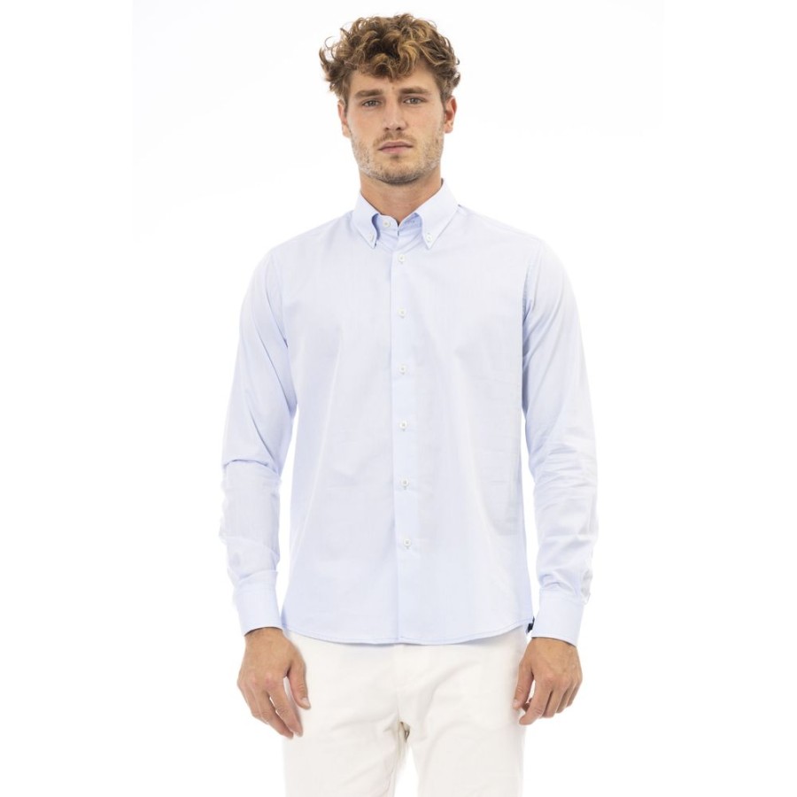 Men Baldinini Trend Men'S Shirts | Baldinini Trend Baldinini Trend Chic Light Blue Shirt