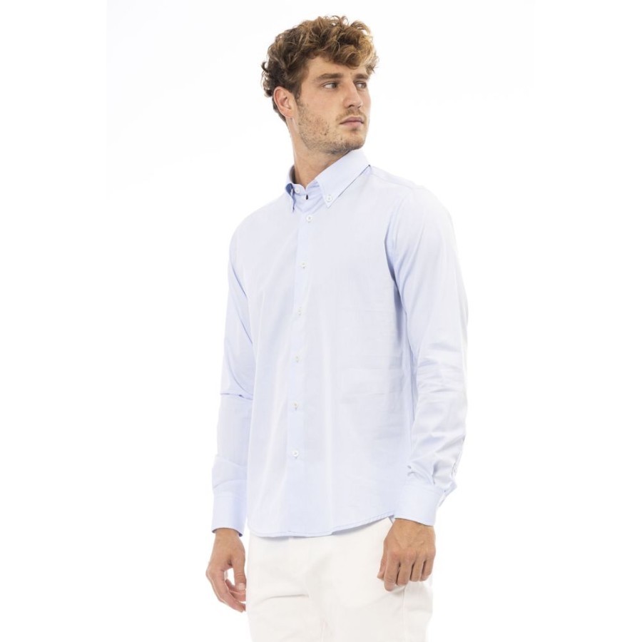 Men Baldinini Trend Men'S Shirts | Baldinini Trend Baldinini Trend Chic Light Blue Shirt