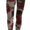 Women Dolce & Gabbana Women'S Tights And Socks | Dolce & Gabbana White Floral Print Tights Nylon Stockings