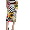 Women Dolce & Gabbana Women'S Skirts | Dolce & Gabbana Multicolor Patchwork High Waist Pencil Cut Skirt