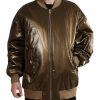 Men Dolce & Gabbana Men'S Jackets | Dolce & Gabbana Bronze Nylon Full Zip Men Bomber Jacket