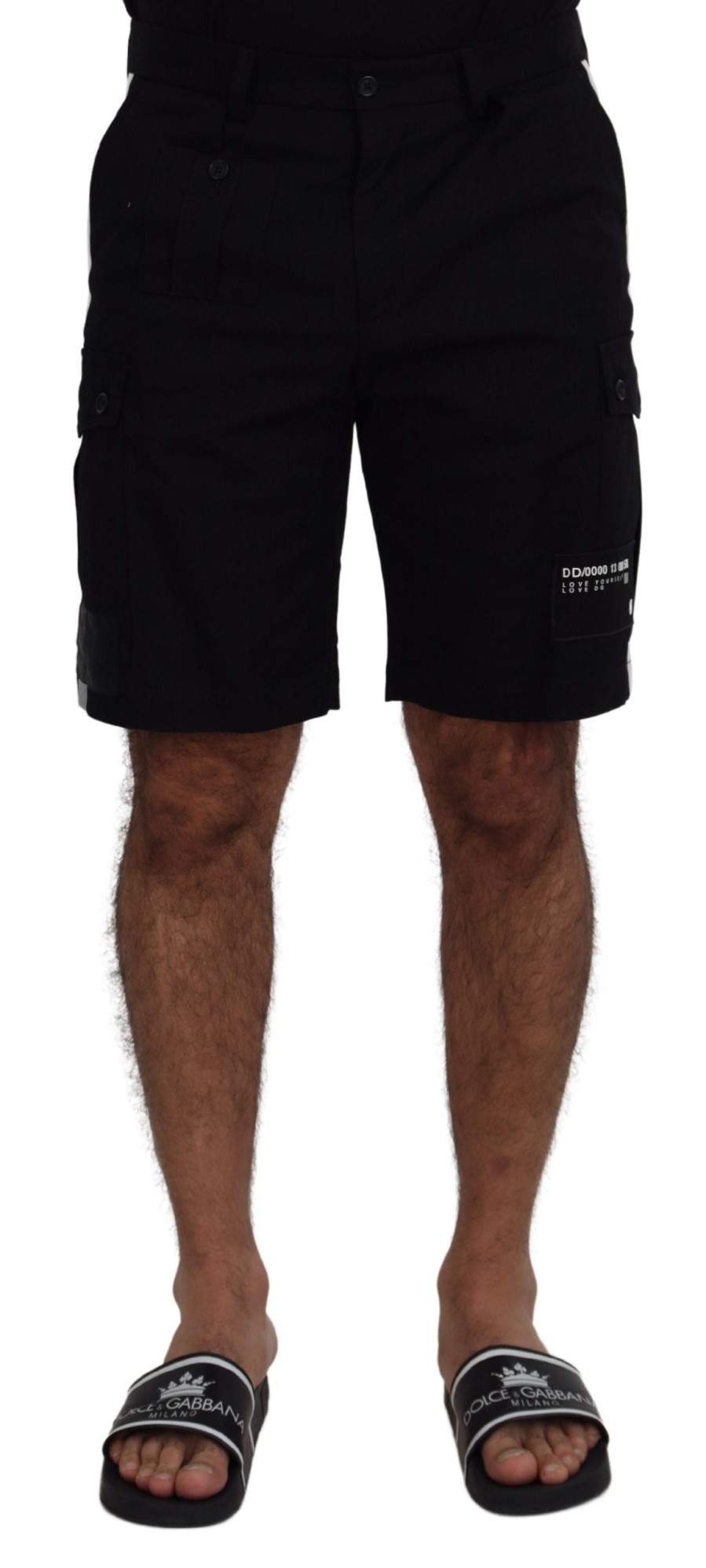 Men Dolce & Gabbana Men'S Shorts | Dolce & Gabbana Black Bermuda Cargo Casual Shorts