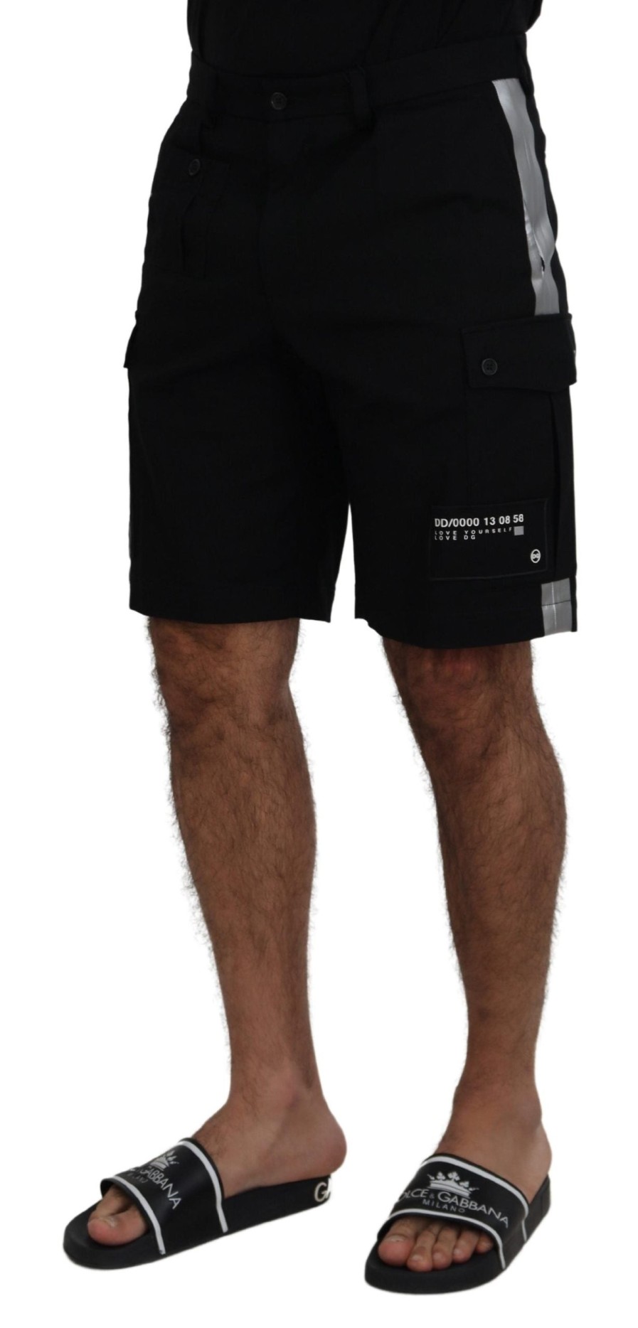 Men Dolce & Gabbana Men'S Shorts | Dolce & Gabbana Black Bermuda Cargo Casual Shorts