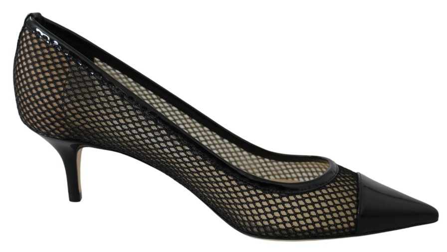 Women Jimmy Choo Women'S Pumps | Jimmy Choo Black Mesh And Leather Amika 50 Pumps Shoes