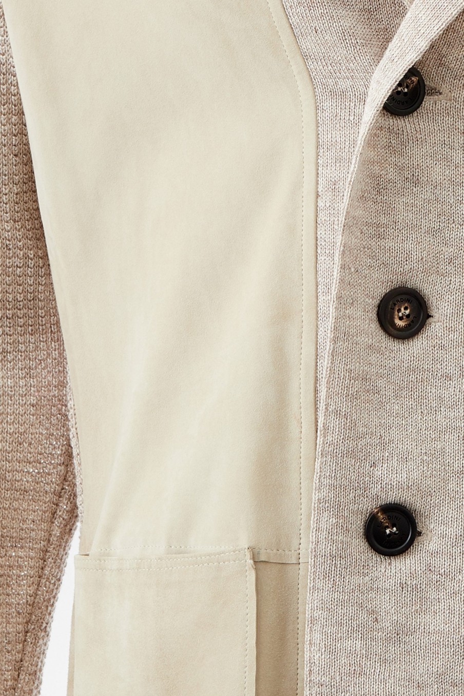 Men Lardini Men'S Cardigans | Lardini Beige Cardigan/Blazer In Blend Linen