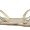 Women Prada Women'S Flat Shoes | Prada Metallic Silver Leather Sandals Ankle Strap Flats Shoes