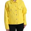 Women Dolce & Gabbana Women'S Jackets & Coats | Dolce & Gabbana Yellow Cotton Denim Jeans Button Coat Jacket