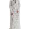 Women Dolce & Gabbana Women'S Dresses | Dolce & Gabbana White Lace Crystal Embellished Shift Dress