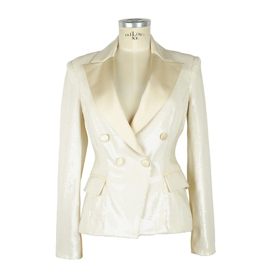 Women Elisabetta Franchi Women'S Suits & Blazers | Elisabetta Franchi Classic Double-Breasted Sequin Jacket