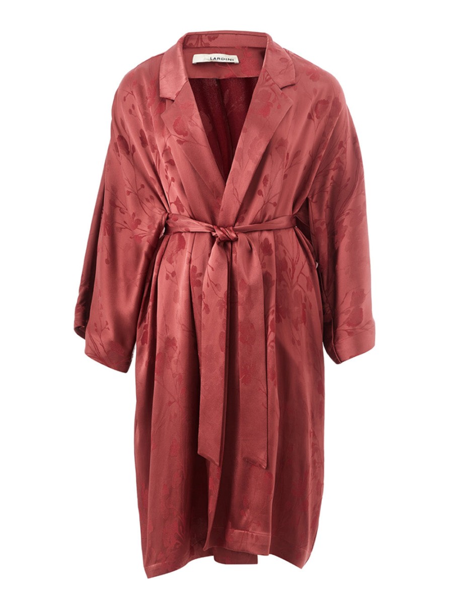 Women Lardini Women'S Vest | Lardini Red Allover Printed Robe Trench Coat