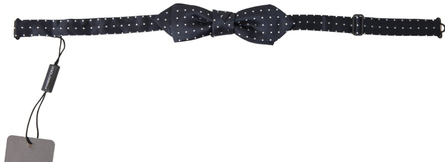 Men Dolce & Gabbana Men'S Ties & Bowties | Dolce & Gabbana Blue Polka Dot Silk Adjustable Men Neck Papillon Bow T