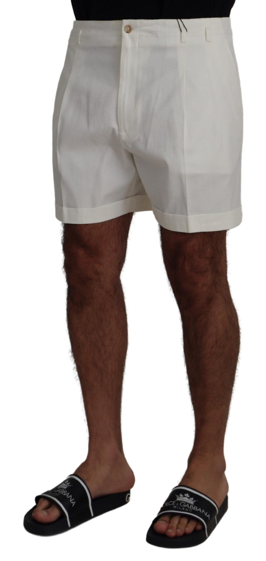 Men Dolce & Gabbana Men'S Shorts | Dolce & Gabbana White Cotton Bermuda Casual Shorts