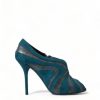 Women Dolce & Gabbana Women'S Pumps | Dolce & Gabbana Teal Suede Leather Peep Toe Heels Pumps Shoes