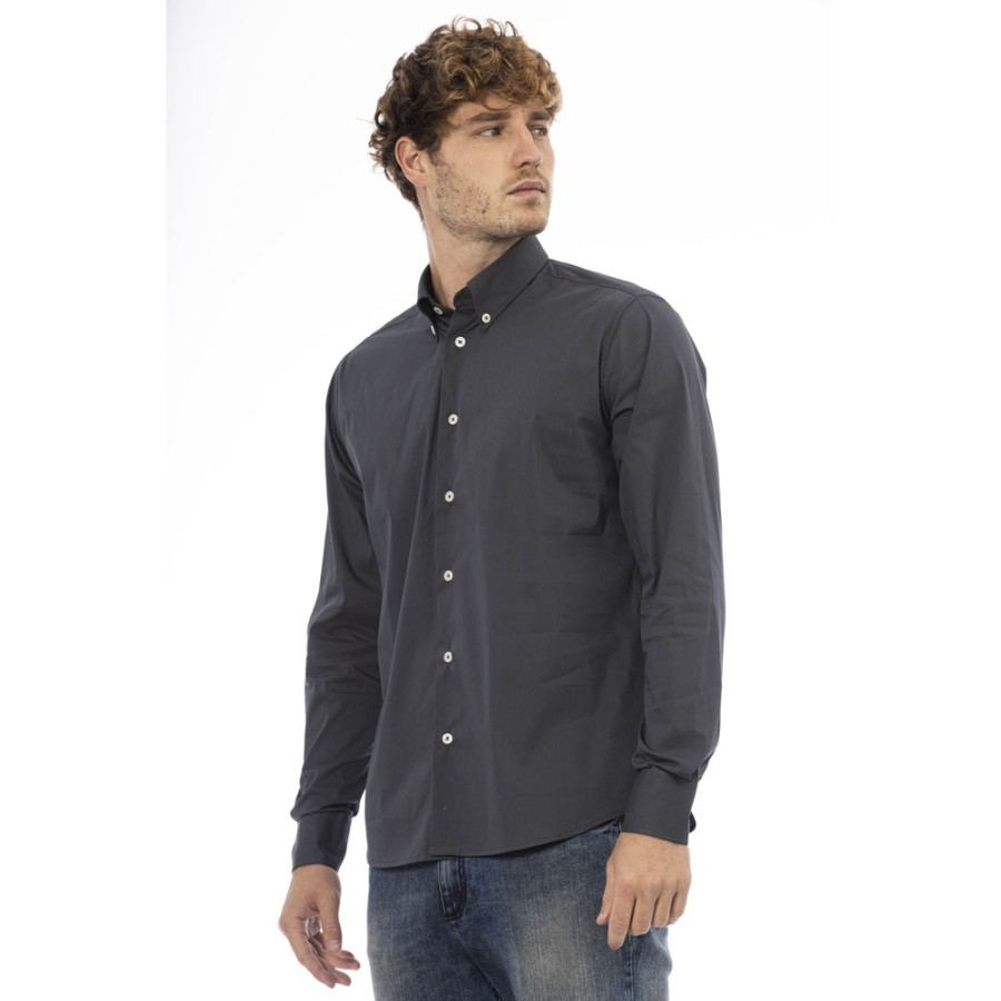 Men Baldinini Trend Men'S Shirts | Baldinini Trend Baldinini Trend Chic Gray Cotton Shirt