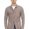 Men Distretto12 Men'S Blazers | Distretto12 Beige Fabric Jacket With Button Closure