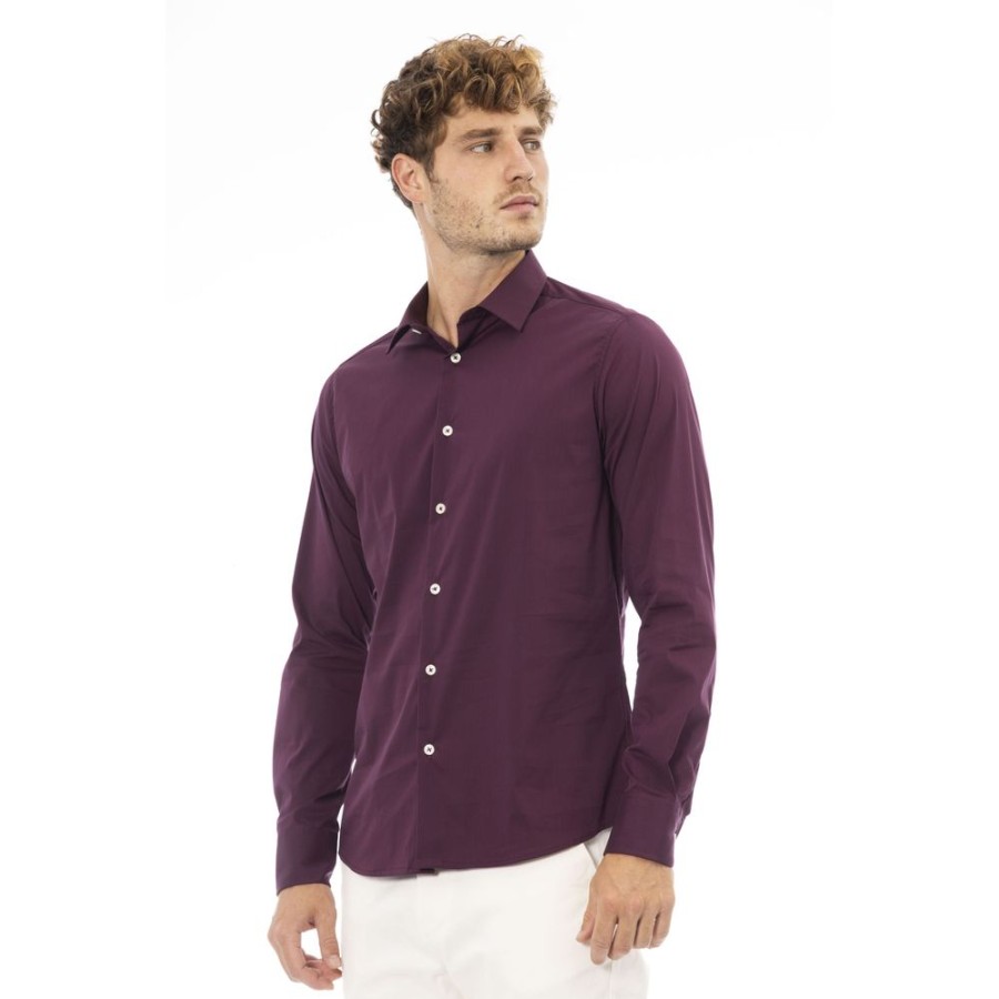 Men Baldinini Trend Men'S Shirts | Baldinini Trend Baldinini Trend Chic Red Italian Collar Shirt