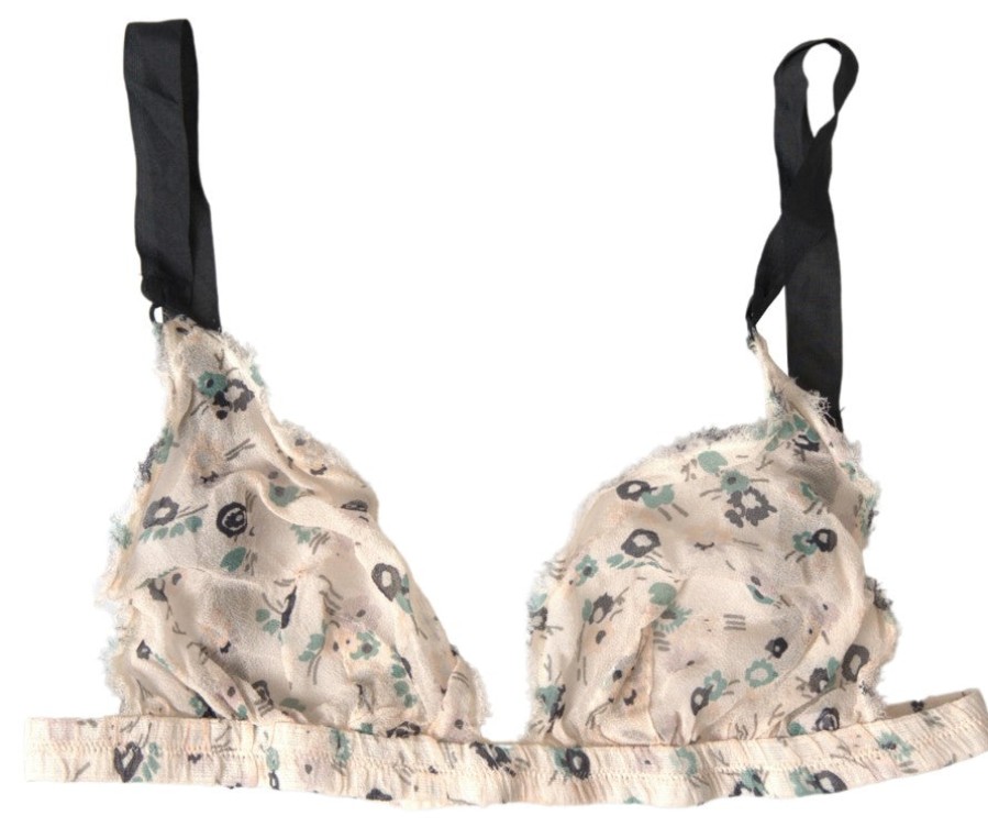 Women Costume National Women'S Underwear | Costume National Beige Floral Underwear Bikini Bra