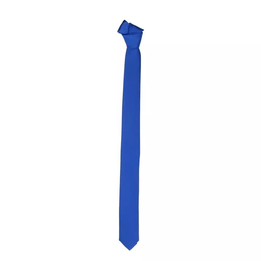 Men Emilio Romanelli Men'S Ties & Bowties | Emilio Romanelli Elegant Solid Blue Silk Slim Tie