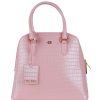 Women Baldinini Trend Women'S Handbags | Baldinini Trend Pink Python-Print Calfskin Handbag